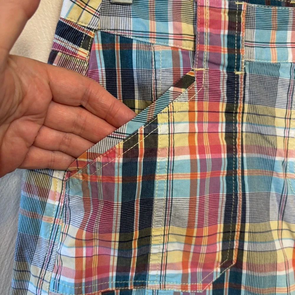 Christopher & Banks Women's Skort Shorts Plaid Pink Blue Cotton Spandex Size 6